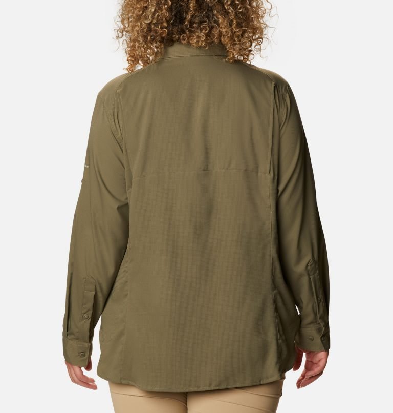 Women's Columbia Silver Ridge Lite Long Sleeve Shirts Olive | Plus Size CA-I6L18
